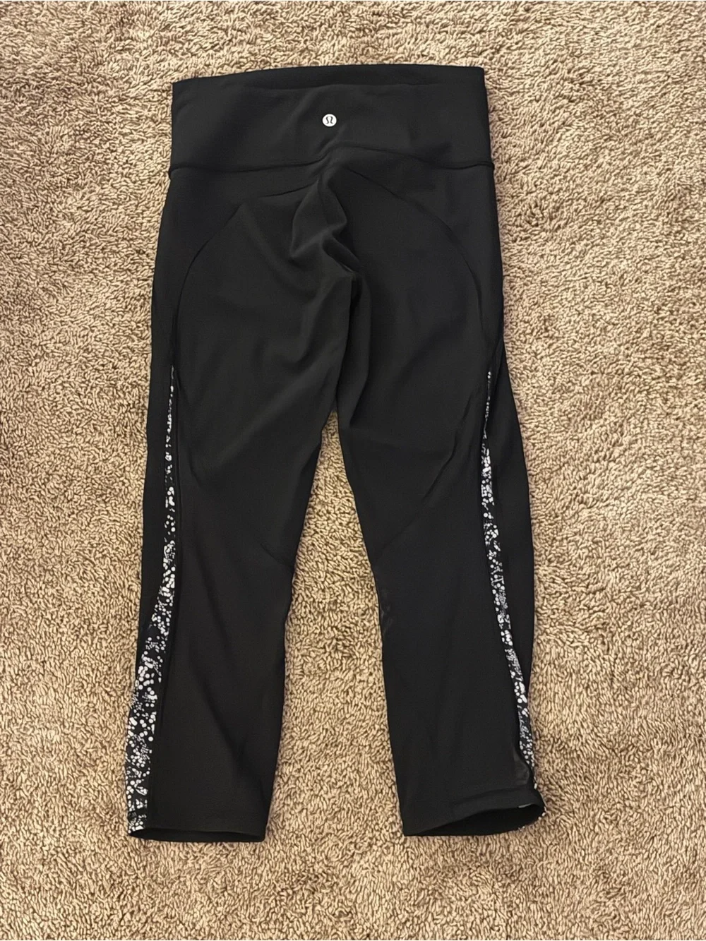 lululemon athletica Black High-Rise Capri Leggings with Patterned Hem